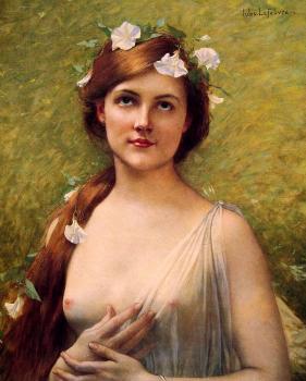 硃 約瑟夫 勒費弗爾 Young woman with morning glories in her hair 硃 約瑟夫 勒費弗爾 Young woman with morning glories in her hair
